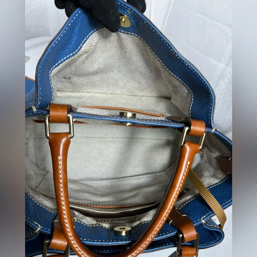 4220: Dooney & Bourke Pebble Grain Brenna Satchel & Wallet Blue 2 Pc Set
